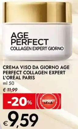 Bennet Crema viso da giorno age perfect collagen expert L'OREAL PARIS offerta
