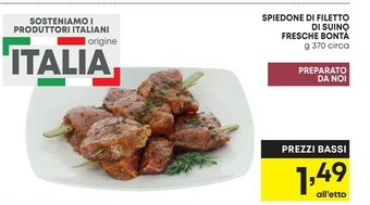 Pam Spiedone di filetto di suino fresche bontà offerta