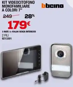 Bricofer Kit videocitofono monofamiliare a colori 7" bticino offerta