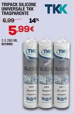 Bricofer Tripack silicone universale tkk trasparente offerta