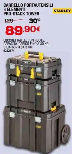 Bricofer Carrello portautensili 3 elementi pro-stack tower STANLEY offerta