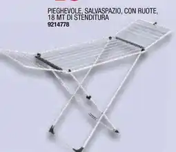 Bricofer Pieghevole, salvaspazio, con ruote, 18 mt di stenditura offerta