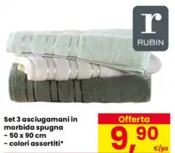 Eurospar r RUBIN Set 3 asciugamani in morbida spugna 50 x 90 cm offerta