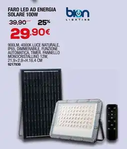 Bricofer Bion faro led ad energia bon solare 100W offerta