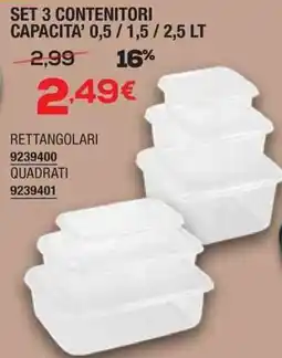 Bricofer Set 3 contenitori capacita offerta