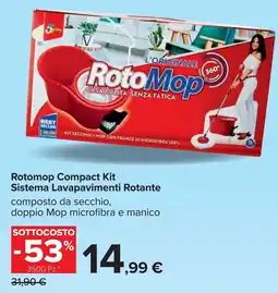 Carrefour Rotomop Compact Kit Sistema Lavapavimenti Rotante offerta
