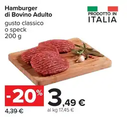 Carrefour Hamburger di Bovino Adulto offerta