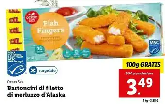 Lidl Ocean sea bastoncini di filetto di merluzzo d'alaska offerta