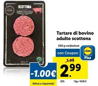 Lidl Tartare di bovino adulto scottona offerta