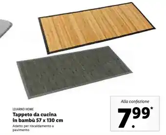 Lidl Livarno home tappeto da cucina in bambù 57 x 130 cm offerta