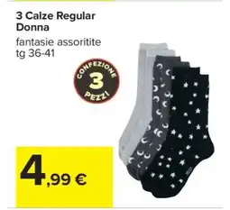 Carrefour 3 Calze Regular Donna offerta