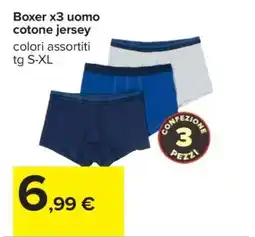 Carrefour Boxer x3 uomo cotone jersey offerta