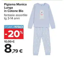 Carrefour Pigiama Manica Lunga in Cotone Bio offerta