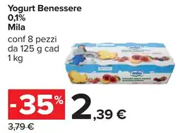 Carrefour Yogurt Benessere 0,1% Mila offerta