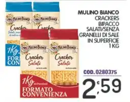 Eurocash Mulino bianco crackers bipacco salati/senza granelli di sale in superficie offerta