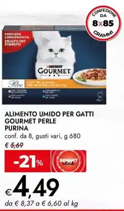 Bennet Alimento umido per gatti gourmet perle PURINA conf. da 8 offerta