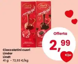 Eurospar Cioccolatini cuori Lindor Lindt offerta