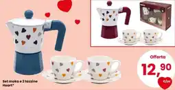 Eurospar Set moka e 2 tazzine Set moka e 2 tazzine Heart* offerta