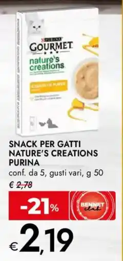 Bennet Snack per gatti nature's creations PURINA conf. da 5 offerta