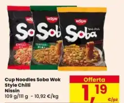 Eurospar Cup Noodles Soba Wok Style Chilli Nissin offerta
