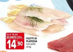Iperal Filetti di platessa con pelle al kg offerta