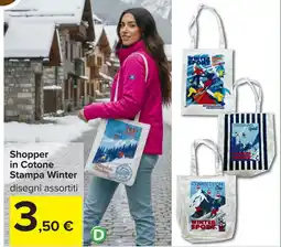 Carrefour Shopper in Cotone Stampa Winter offerta