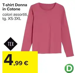 Carrefour T-shirt Donna in Cotone offerta