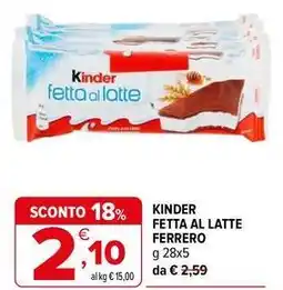 Iperal Kinder fetta al latte ferrero offerta