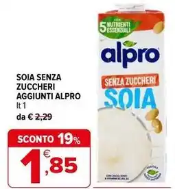 Iperal Soia senza zuccheri aggiunti ALPRO offerta