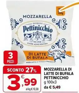 Iperal Mozzarella di latte di bufala PETTINICCHIO offerta