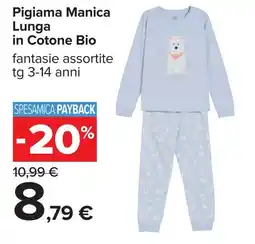Carrefour Pigiama Manica Lunga in Cotone Bio offerta