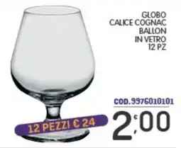 Eurocash Globo calice cognac ballon in vetro 12 pz offerta