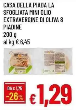 Galassia Casa della piada la sfogliata mini olio extravergine di oliva 8 piadine offerta