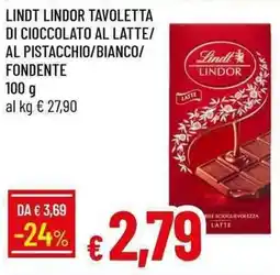 Galassia Lindt lindor tavoletta di cioccolato al latte/ al pistacchio/bianco/ fondente offerta