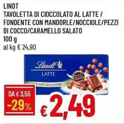 Galassia Lindt tavoletta di cioccolato al latte / fondente con mandorle/nocciole/pezzi di cocco/caramello salato offerta