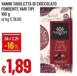 Galassia Vanini tavoletta di cioccolato fondente offerta