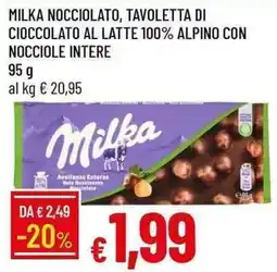Galassia Milka nocciolato, tavoletta di cioccolato al latte 100% alpino con nocciole intere offerta