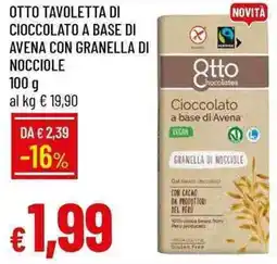 Galassia Otto tavoletta di cioccolato a base di avena con granella di nocciole offerta