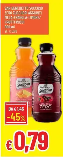 Galassia San benedetto succoso zero zuccheri aggiunti mela-fragola-limone/ frutti rossi offerta