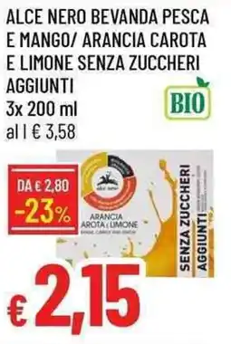 Galassia Alce nero bevanda pesca e mango/ arancia carota e limone senza zuccheri aggiunti offerta