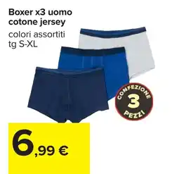 Carrefour Boxer x3 uomo cotone jersey offerta