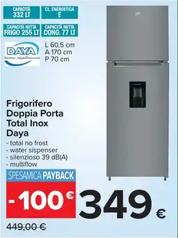 Carrefour Frigorifero Doppia Porta Total Inox Daya offerta