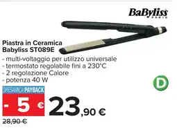 Carrefour Piastra in Ceramica Babyliss ST089E offerta