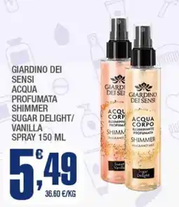 Splendidi e Splendenti Giardino dei sensi acqua profumata shimmer sugar delight/ vanilla spray offerta