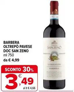 Iperal Barbera oltrepò pavese DOC SAN ZENO offerta