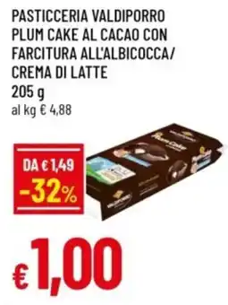 Famila Pasticceria valdiporro plum cake al cacao con farcitura all'albicocca/ crema di latte offerta