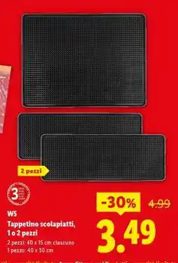 Lidl W5 Tappetino scolapiatti, 1 o 2 pezzi offerta