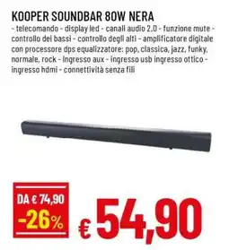 Famila KOOPER SOUNDBAR 80W NERA offerta