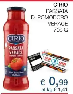 Coop CIRIO PASSATA DI POMODORO VERACE offerta