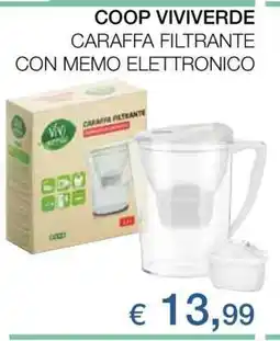 Coop COOP VIVIVERDE CARAFFA FILTRANTE CON MEMO ELETTRONICO offerta